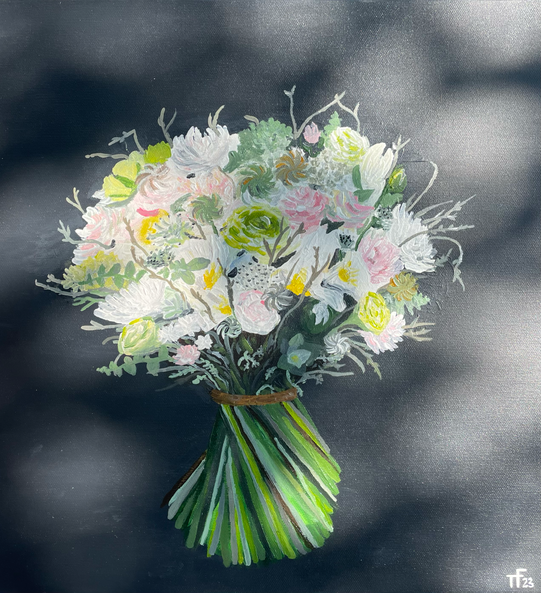 Květina, akryl na plátně, 40x40 cm (foceno na slunci)