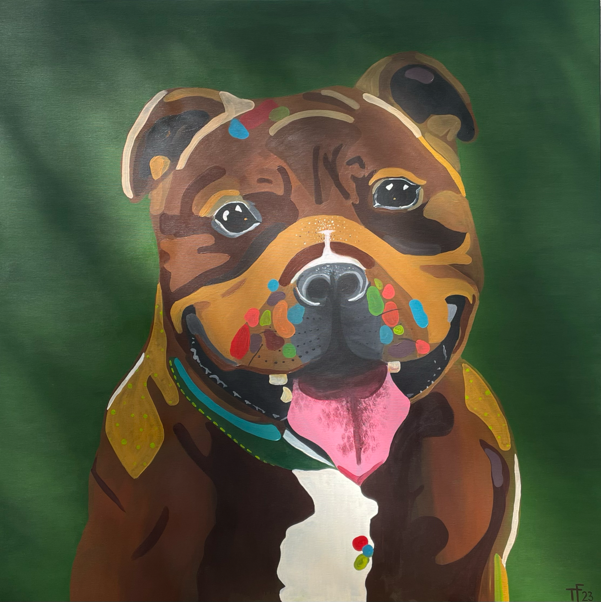 Zakázka Amálka, akryl na plátně, 100x100 cm (foceno na slunci)